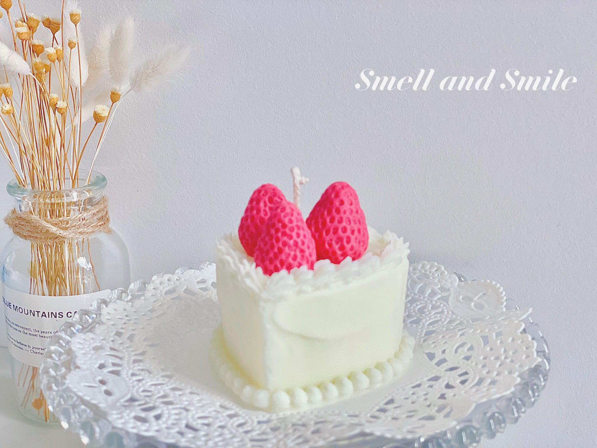 Heart Shaped Strawberry Cake Candle – Smellandsmile